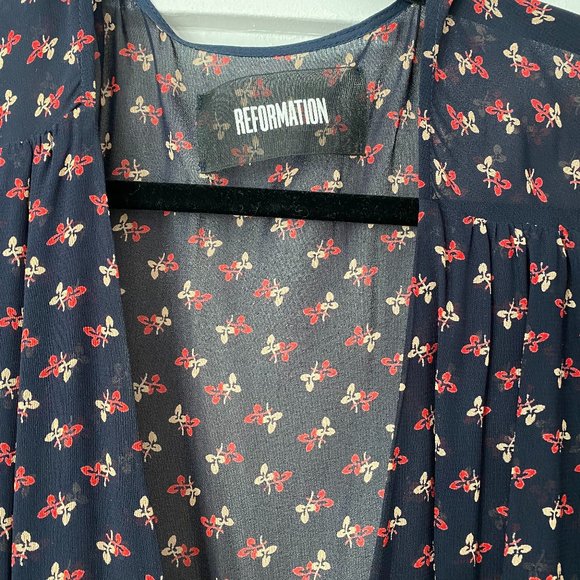 Reformation Floral Wrap Dress long sleeve Maxi - Picture 4 of 4